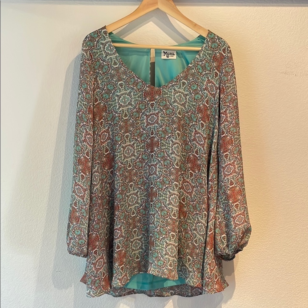 Show Me Your Mumu Boho Hippie Chic Women's Top Blouse Tunic, Size L